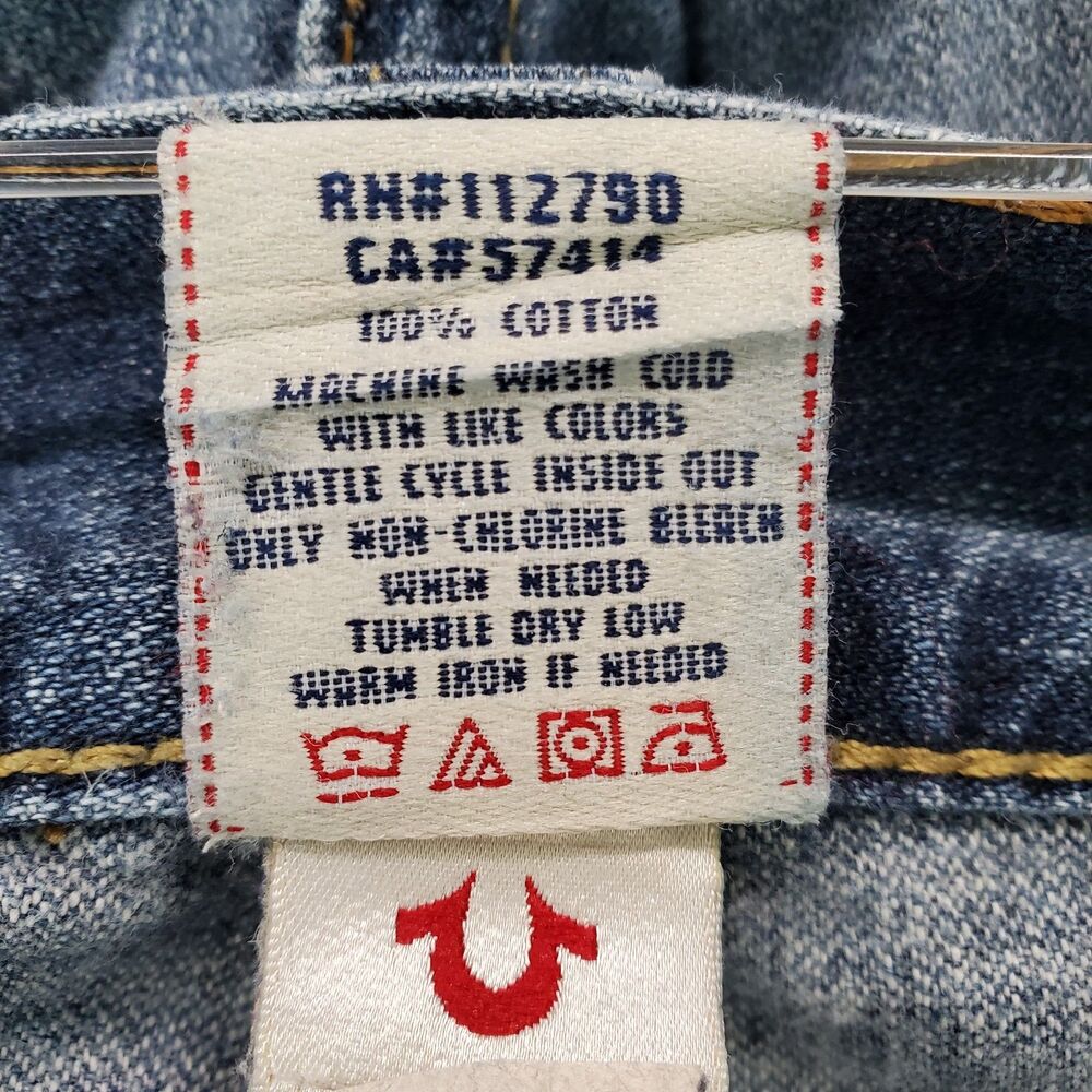 True Religion Jeans Men 40x32 Blue Ricky Relaxed Straight Leg Denim Y2K Pockets - Picture 10 of 13